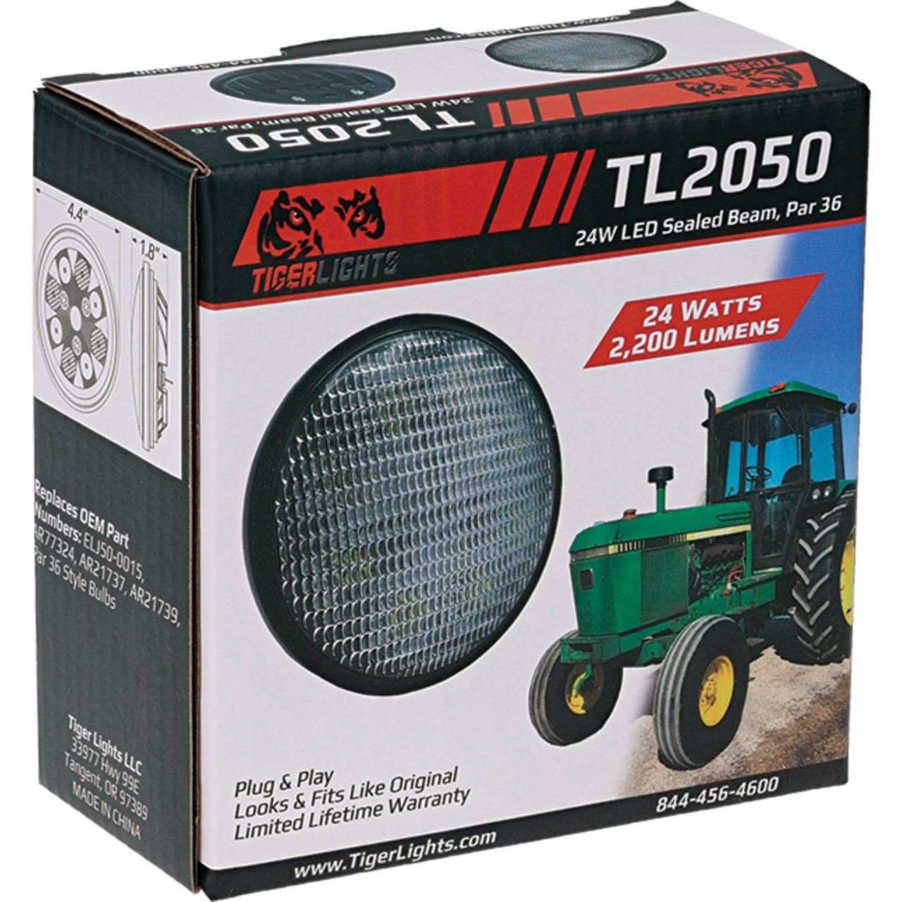 Tiger Lights TL8620 12 V LED-Scheinwerfer, groß, rund, kompatibel  mit/Ersatz für John Deere 6105M, 6105R, 6110M, 6110R, 6115M, 6115R, 6120M,  6125M