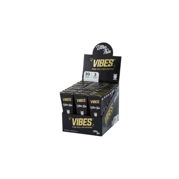 Vibes Ultra Think Cones King Size 3 Cones/ 30 Pack - Black