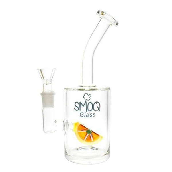 SMOQ Glass12" Inch Clear Rotaric Bend With Lemon Design Perc Water Pipe