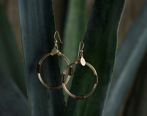  Leather Wrap Hoops - Bronze 
