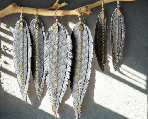  Leather Feather - Charcoal Python 