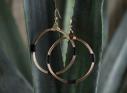  Leather Accent Hoops - Midnight 