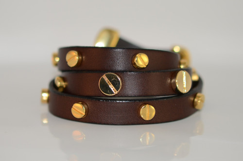  Rivet Luxe Wrap Bracelet  Chocolate Brown 
