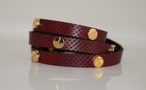  Rivet Luxe Wrap Bracelet  -  Burgundy 
