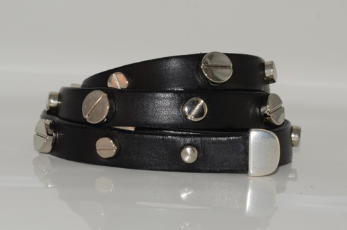 Rivet Luxe Wrap Bracelet Midnight Black - Silver 