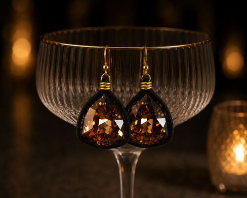 COGNAC TRILLIANT DROPS • BLACK  DEERSKIN