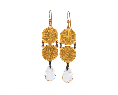 dangly, medallions, earrings, crystals, drops, gold, dressy, cocktail