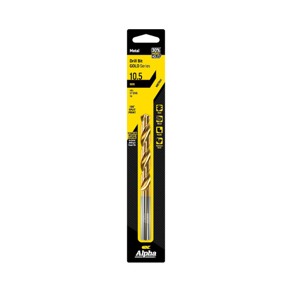 Alpha Gold Series Jobber Drill Metric 10.5mm - Carded