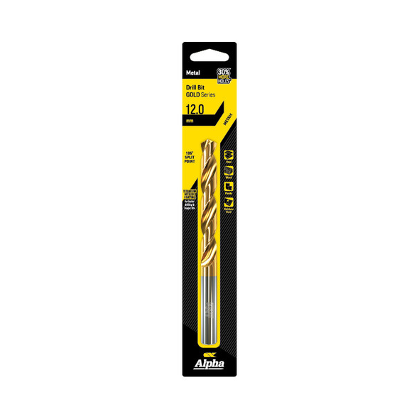 Alpha Gold Series Jobber Drill Metric 12.0mm - Carded