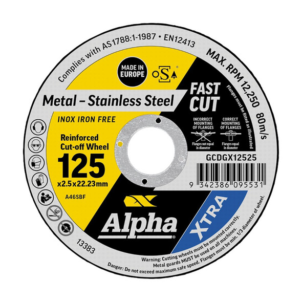 Alpha Cutting Disc - Stainless 125 x 2.5mm XTRA