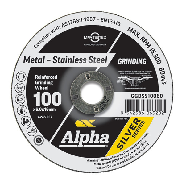 Alpha Grinding Disc - Stainless 100 x 6.0mm Silver Series