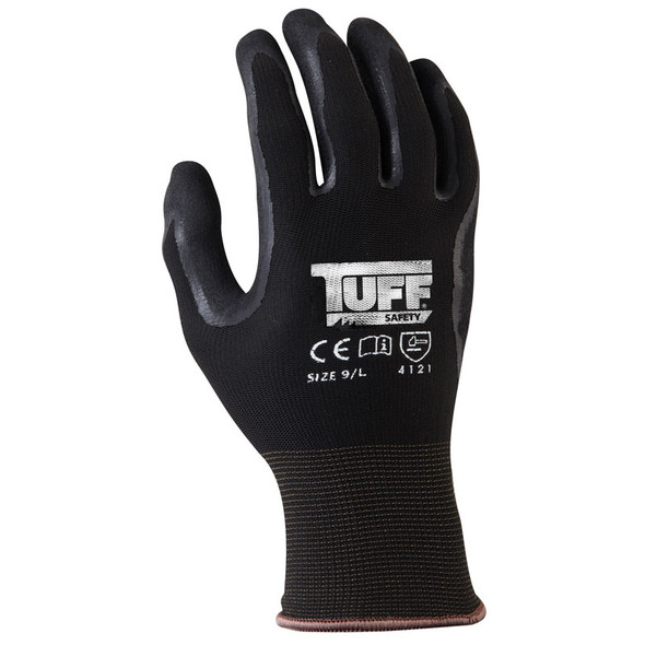 TUFF Black Grip Glove - Size 8 Medium