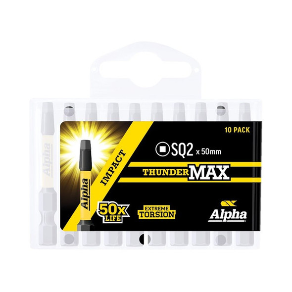 Alpha ThunderMax Impact Power Bit SQ2 x 50mm - Handipack of 10