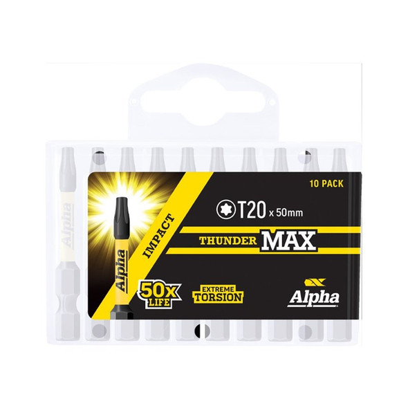 Alpha ThunderMax Impact Power Bit TX20 x 50mm - Handipack of 10