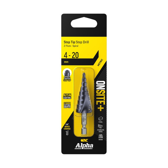 Alpha ONSITE Plus Step Drill - Spiral Flute 4-20mm