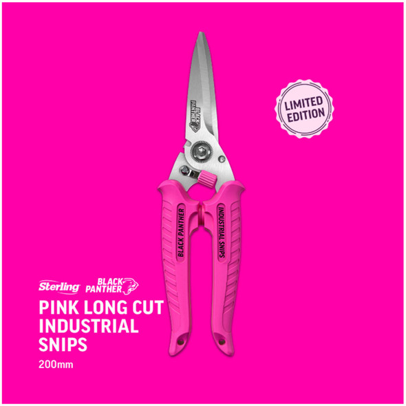 Sterling PINK Black Panther Snips 200mm (8”) - Long Cut