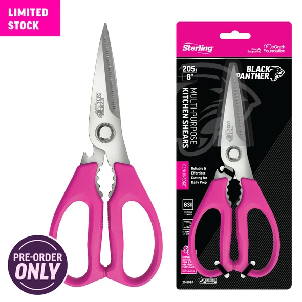 Sterling PINK Black Panther Multi-Purpose Kitchen Scissors 205mm (8")