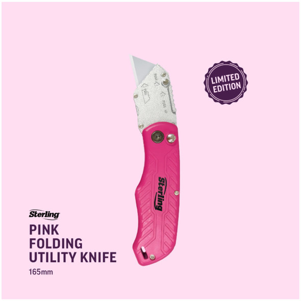 Sterling PINK Folding Utility Knife 165mm