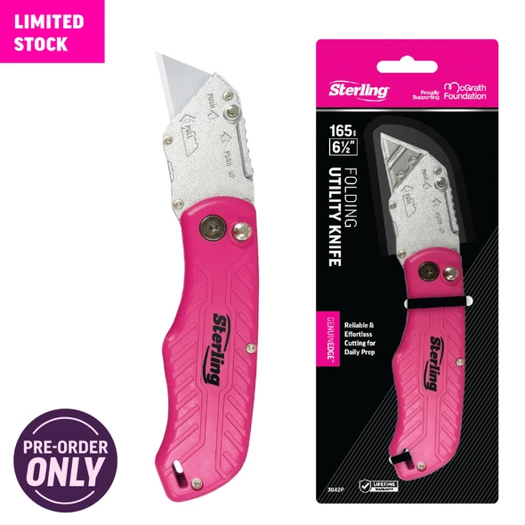 Sterling PINK Folding Utility Knife 165mm