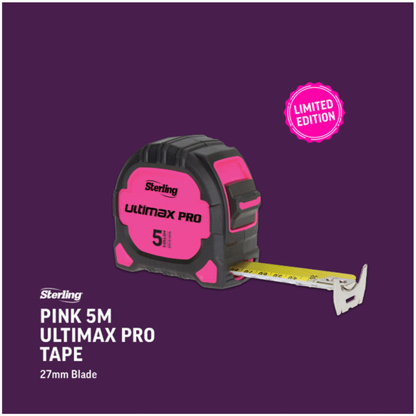 Sterling PINK Ultimax Pro Tape Measure 5m