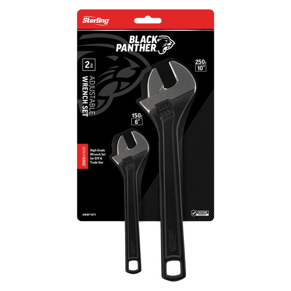 Sterling Black Panther Adjustable Wrench Set - 2 Piece 150 & 250mm