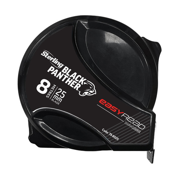 Sterling Black Panther Easyread Darkmode Tape Measure 8m x 25mm