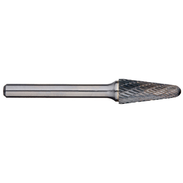 Alpha 3/8" Included Angle Carbide Burr - 1/4" Shank Long Series