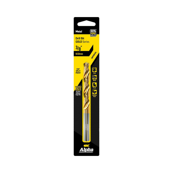 Alpha Gold Series Jobber Drill Imperial 3/8" - Carded