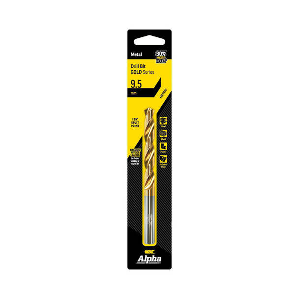 Alpha Gold Series Jobber Drill Metric 9.5mm - Carded