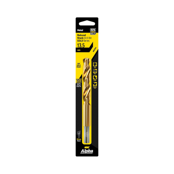 Alpha Gold Series Reduced Shank Drill Bit 13.5mm Metric