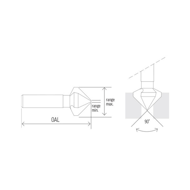 Alpha 3 Flute HSS Cobalt Countersink 30mm