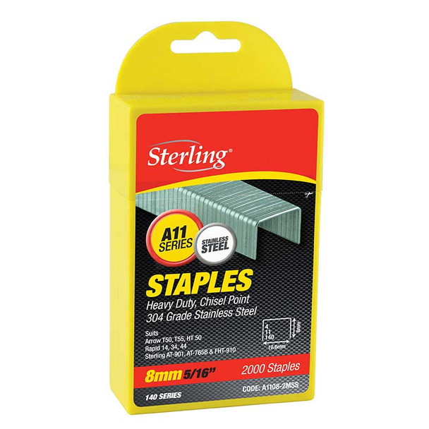 Sterling 140 Series Stainless Steel Staples 8mm x 2000