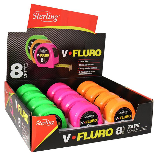 Sterling V-Force Fluro Tape 8M x 25mm Metric