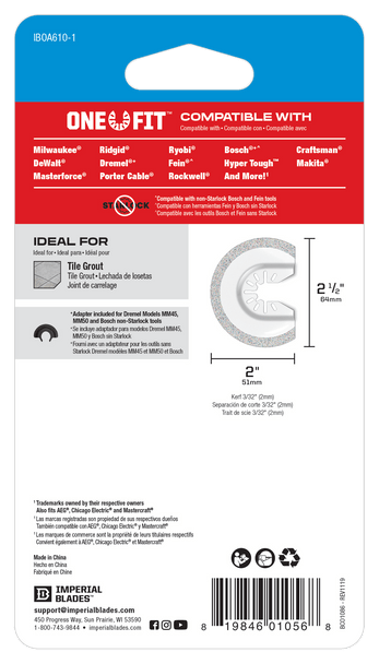 Imperial Oscillating Blade 64mm Carbide Grit - 1 Pc