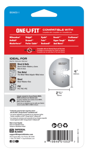 Imperial Oscillating Blade 102mm Metal/Wood 1 Pc