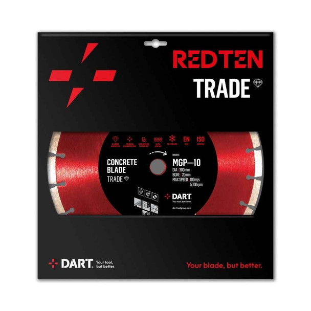 DART Red Ten MGP-10 Trade Blade 350 x 25.4mm Bore x 10 Segment