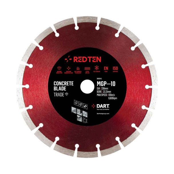 DART Red Ten MGP-10 Trade Blade 230 x 22mm Bore x 10 Segment