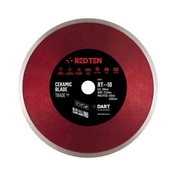 DART Red Ten RT-10 Trade Blade 125 x 22mm Bore x 8mm Segment Height