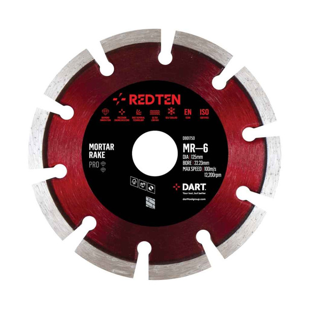 DART Red Ten MR-6 Pro Blade 125 x 22mm Bore x 8 Segment