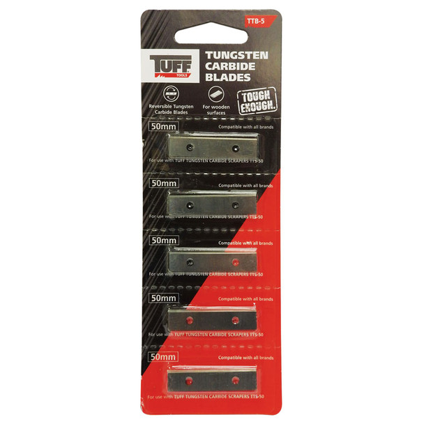 TUFF 50mm Tungsten Carbide Scraper Blades x5