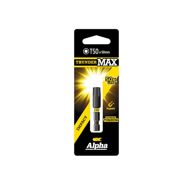 Alpha ThunderMax Impact Driver Bit TX50 x 50mm - Carded Alpha ThunderMax Impact Driver Bit TX50 x 50mm - Carded