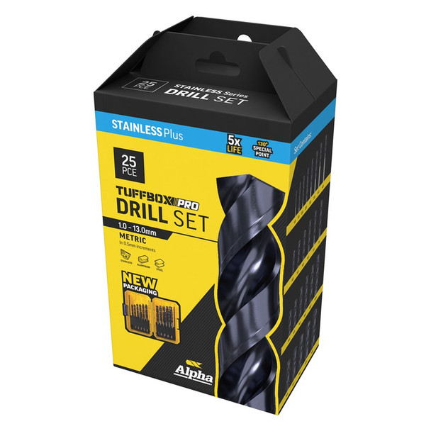 Alpha TuffBox PRO Stainless Plus Drill Set 1.0 - 13.0mm 25 piece