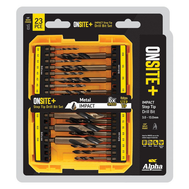 Alpha ONSITE Plus Impact Step Tip Drill Set 23 piece