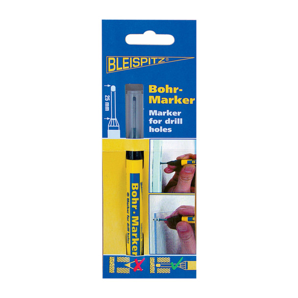 Bleispitz Long Reach Bohr-Marker Black 25mm - Card of 1