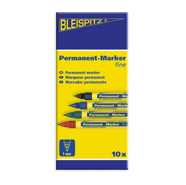 Bleispitz Permanent Marker Fine Red 1.0mm - Pack of 10