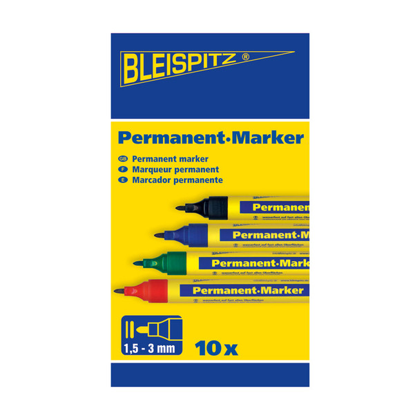 Bleispitz Permanent Marker Black 1.5-3.0mm - Pack of 10