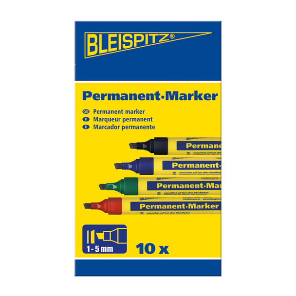 Bleispitz Permanent Marker Chisel Tip Black - Pack of 10