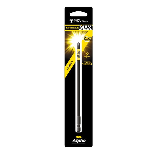 Alpha ThunderMax Impact Power Bit PH2 x 150mm - Carded Alpha ThunderMax Impact Power Bit PH2 x 150mm - Carded