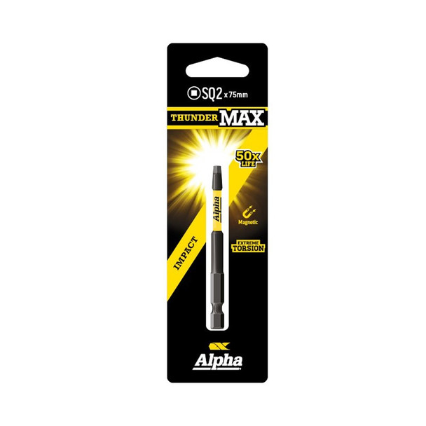 Alpha ThunderMax Impact Power Bit SQ2 x 75mm - Carded