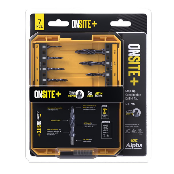 Alpha ONSITE Plus Combination Drill & Tap Set M3-M10 - 6 piece